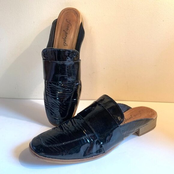Free People Black Patent Leather Mule Shoe EU 39 US 8 - Picture 1 of 8